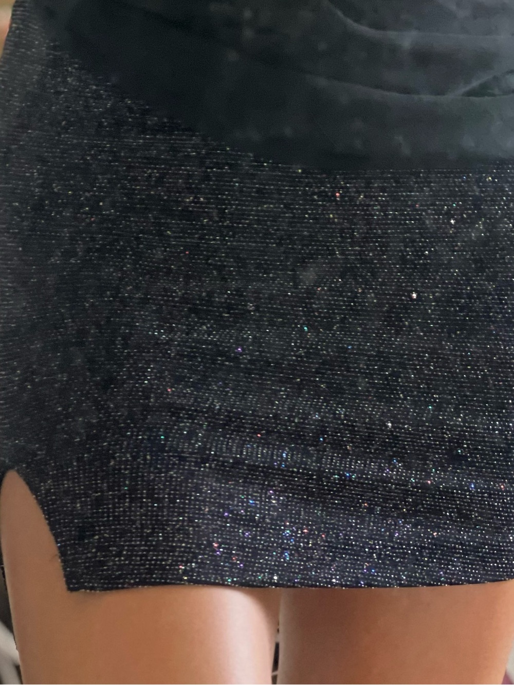 bp Black Glitter Ribbed Mini Skirt
